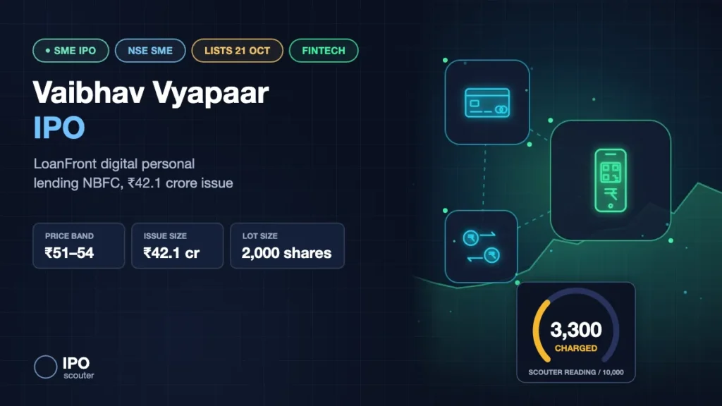 Vaibhav Vyapaar IPO: ₹51 to ₹54 price band, ₹42.1 crore issue and Scouter Reading, fintech sector card